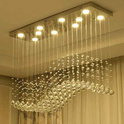 Modern Luxury K9 Crystal Chandelier for Restaurant Dining Room - Rectangular Pendant Light