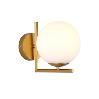 Elegant Modern LED Wall Lamp with Glass Lampshade - Gold/Black Finish, E27 Bulb, 180x150x160mm