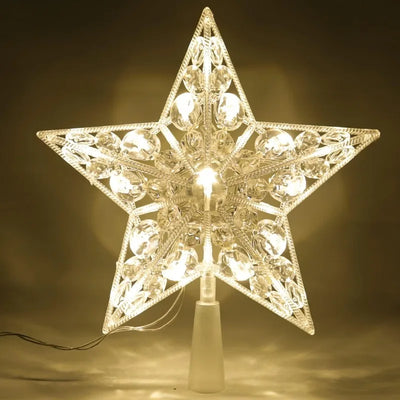 15cm LED Christmas Tree Star Topper Warm White Light Decoration for Home and Holiday 2025 Xmas Tree Décor