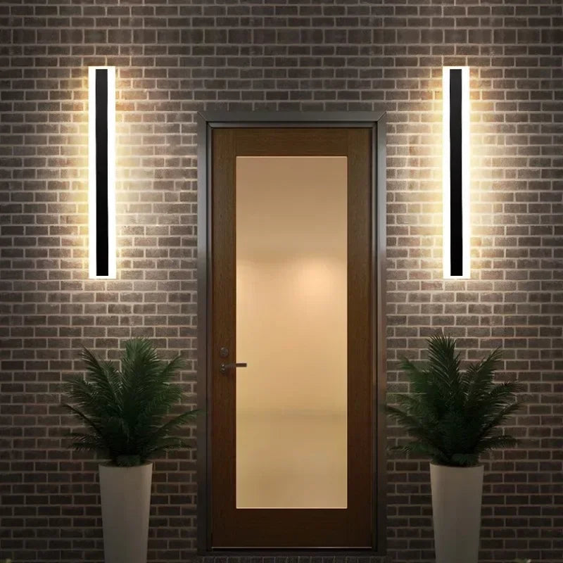 Modern Waterproof Outdoor Long Strip LED Wall Lamp for Villas, Porches, Gardens, and Garage Doors