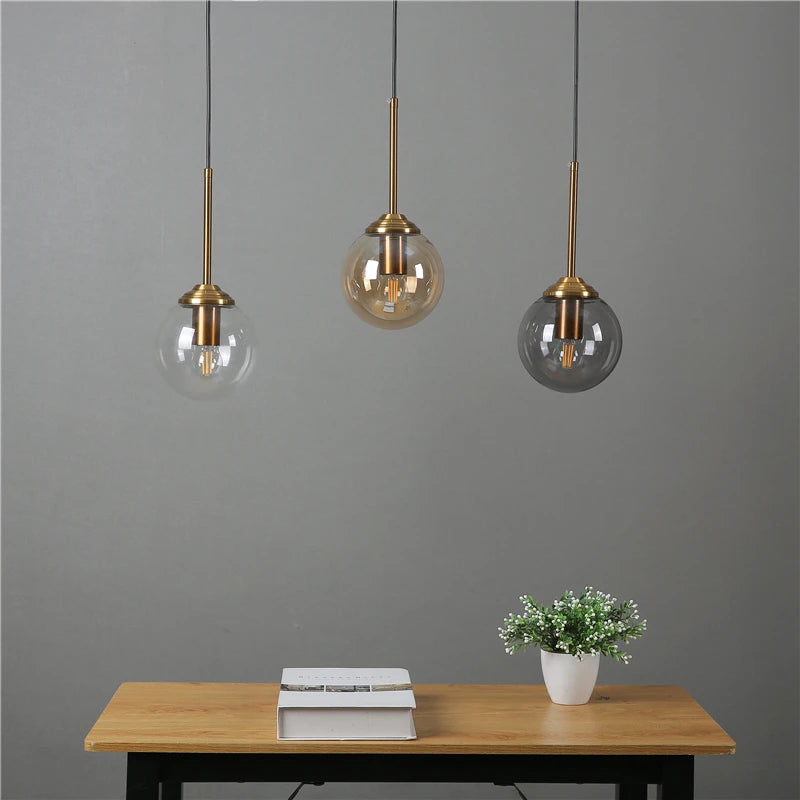 Nordic Modern Glass Pendant Lights: LED Hanging Lamps for Kitchen, Dining Room, Bedroom - Stylish Home Lighting Fixtures