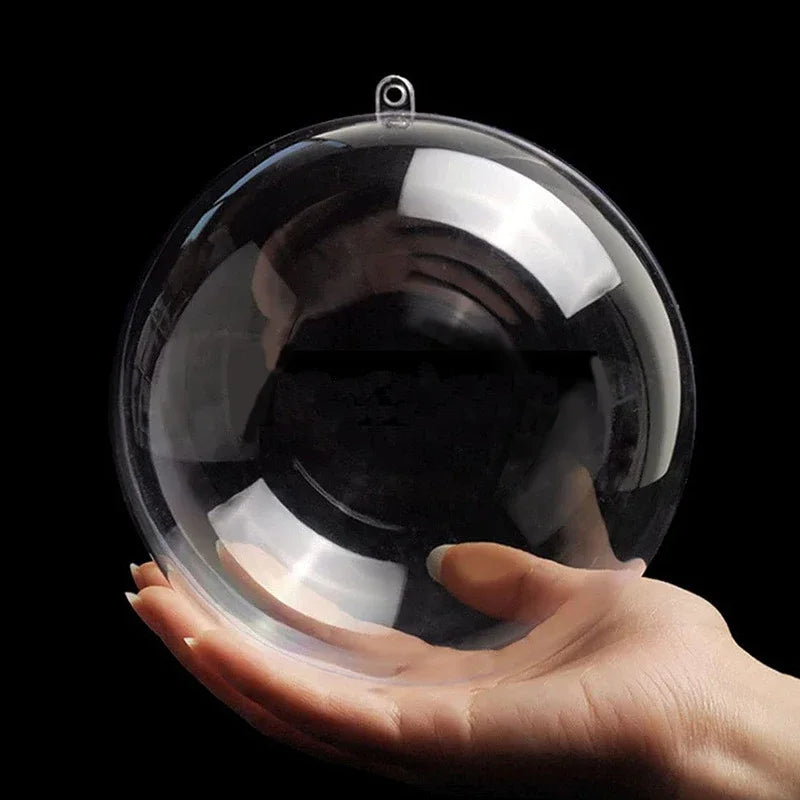 10pcs Clear Plastic Christmas Baubles Transparent Fillable Ornament Balls for Tree, Wedding, and Party Decorations