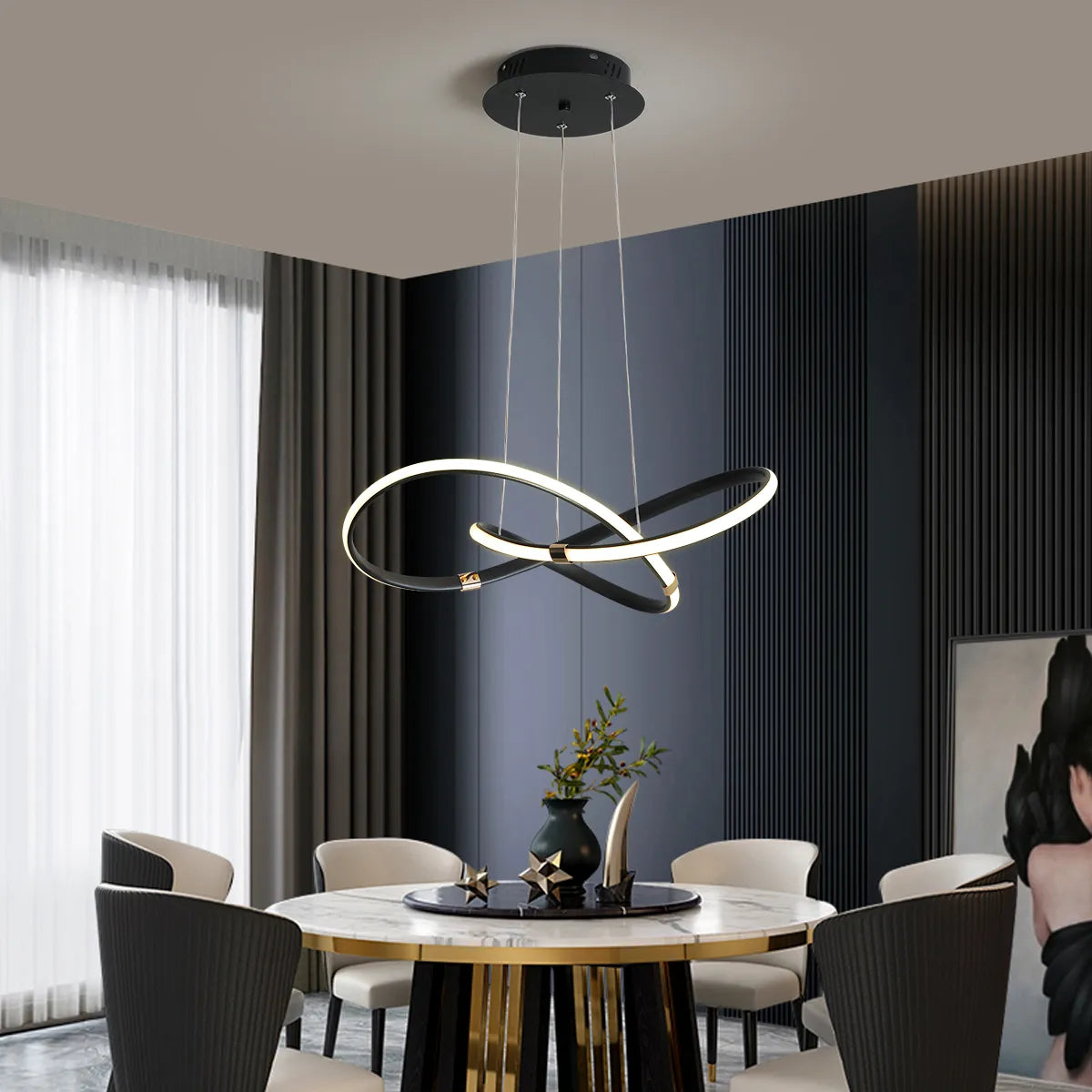 Alexa Google Compatible Modern LED Pendant Lights: Stylish Suspension Lamps Perfect for Dining, Kitchen, Bar, and Shop Lighting