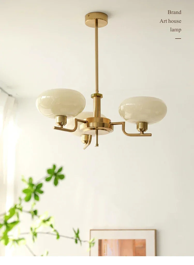 Cream Glass Medieval Living Room Chandelier