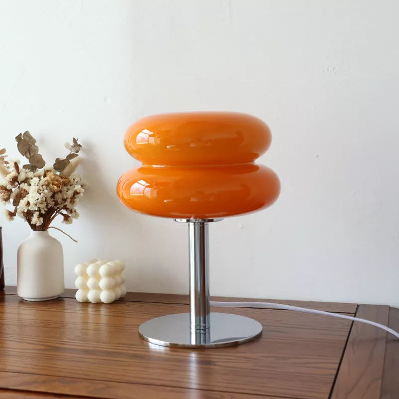 Macaron Glass Table Lamp for Living Room Atmosphere Lamp, Eye Protection Night Light for Girl's Bedroom