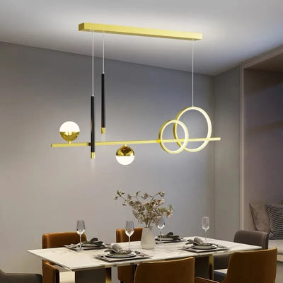 Nordic Chandeliers Lighting Minimalist Design - Dining Room, Bar, and Restaurant Decor - LED Hanging Lighting in Black and Gold Finish