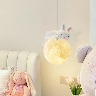 Nordic Little Cute Rabbit LED Pendant Lamp for Dining Rooms, Children's Bedrooms, and Bedside Spaces