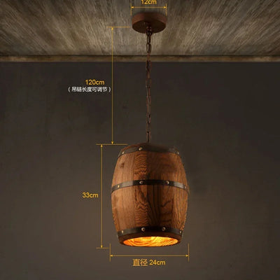 Vintage Retro LED Wooden Pendant Lamp: Industrial Creative Wine Barrel Design, Perfect for Restaurant, Bar, Hot Pot Shop