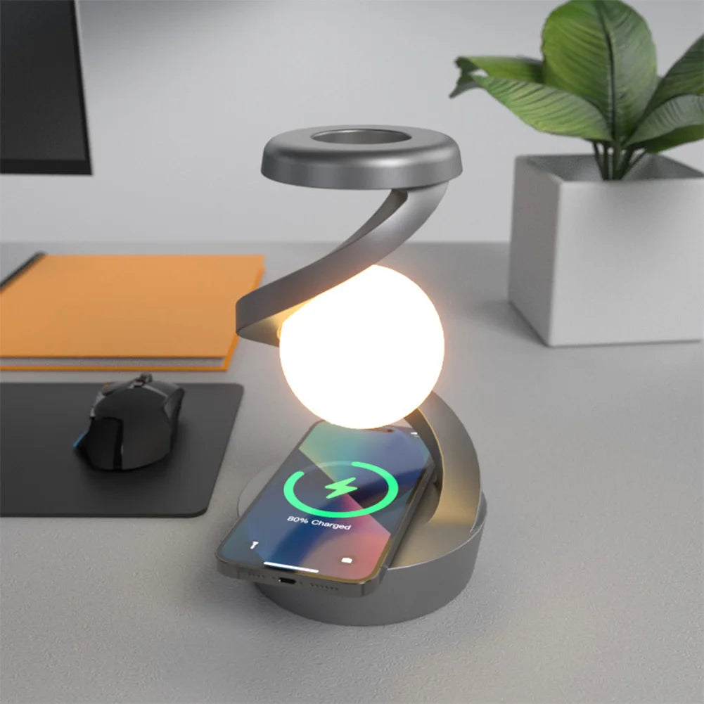 3D Floating RGB Lamp with Wireless Charger - Modern Decor & Unique Gift