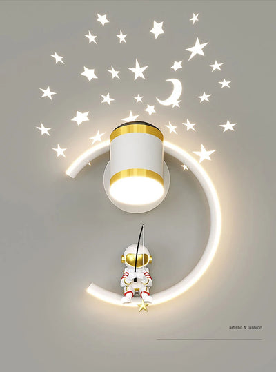 Modern Creative Children's Room Bedside Wall Lamp Astronaut Wall Mount Light for Bedroom, Study