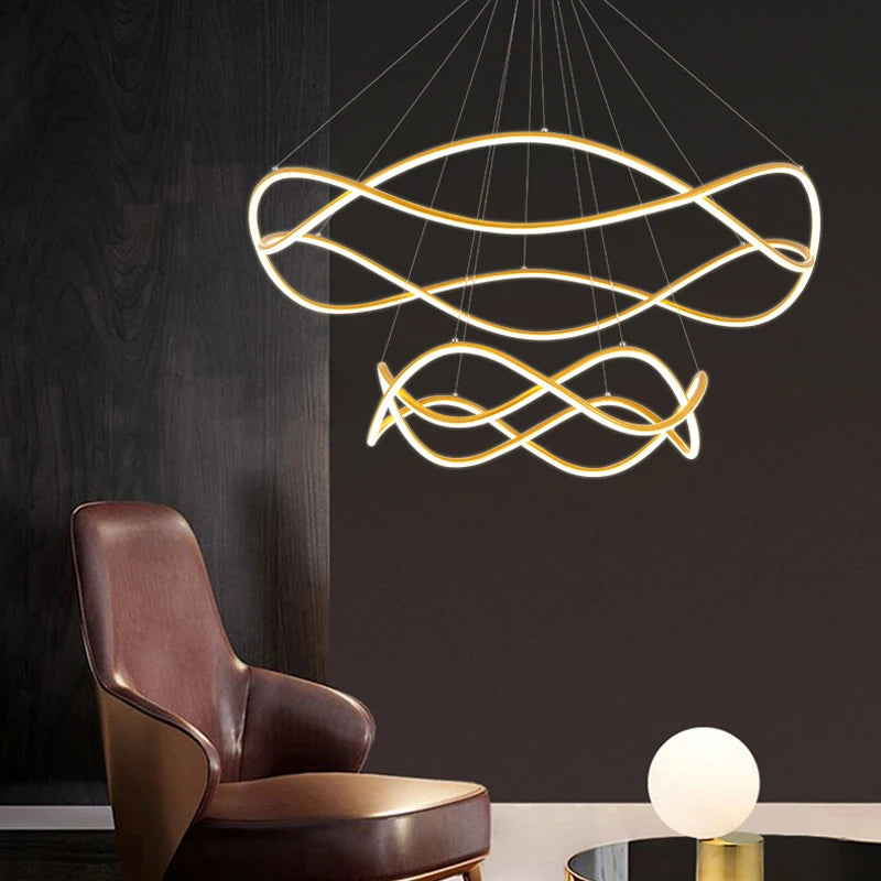 Nordic Luxury Pendant Lights Designer Golden Simple Creative LED Living Room Light Creative Decoration Art Chandelier