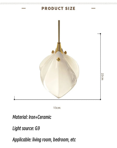 Modern Magnolia Long Pendant Light Ceramic LED for Staircase, Living Room, Dining Room, and Bedroom