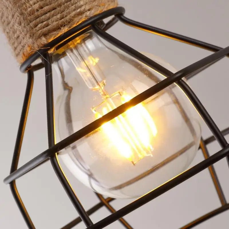 American Style Sisal Lamp: Rural Hemp Rope Retro Nostalgic Lighting Fixtures, Perfect for Living Room, Bedroom Chandelier