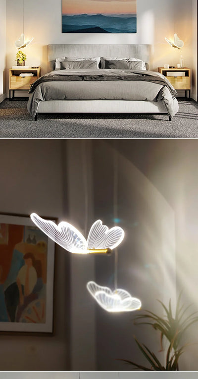 LED Butterfly Pendant Light – Modern Nordic Hanging Lamp Elegant Acrylic Chandelier for Living Room