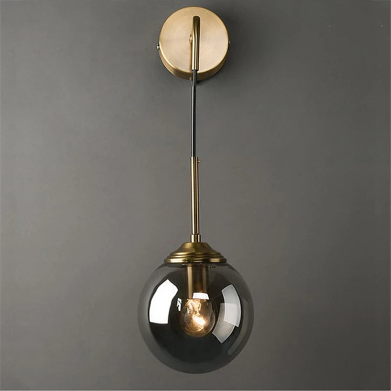 Modern Nordic Glass Ball LED Wall Lamp for Bathroom, Mirror, Retro Sconce, Decorative Lighting Luminaire