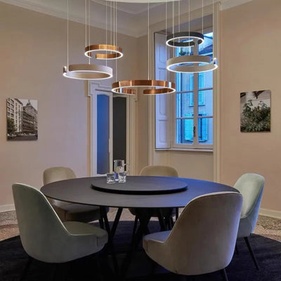 Modern C Ring LED Pendant Lamp: Dimmable Fixture Perfect for Dining and Living Rooms, Bedroom Chandelier