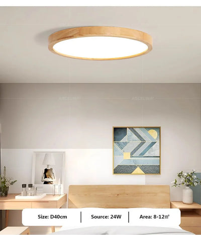 Nordic Ultra-Thin LED Wooden Ceiling Light