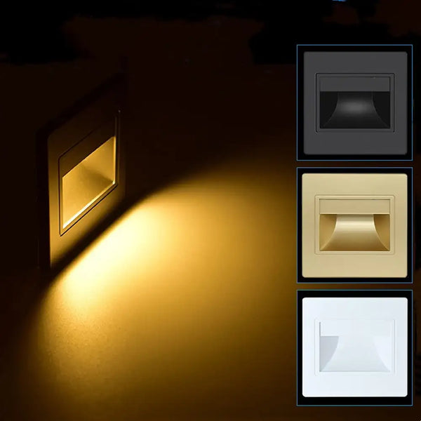 Recessed LED Stair and Step Light, 1.5W, 95 × 95mm, for Indoor Hallway Lighting