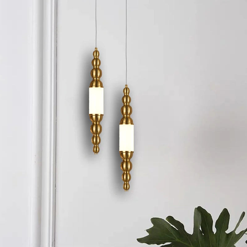 LED Pendant Lamp: Gold Hanging Light for Island, Dining Room, Shop, Bar Counter - Cylinder Pipe Design