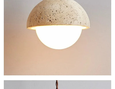 Wabi-Sabi Style Yellow Travertine Chandelier – Elegant Pendant Light for Nordic-Inspired Interiors