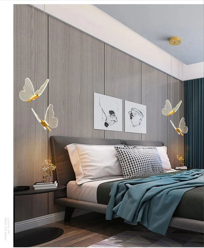 Nordic Butterfly LED Pendant Lamp – Elegant Hanging Light Fixture for Bedrooms and Staircases