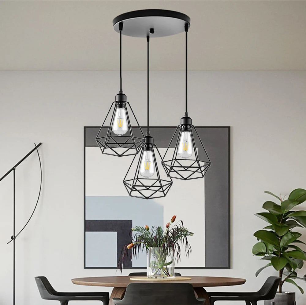 Modern Iron Frame Pendant Lamp for Restaurant and Teahouse