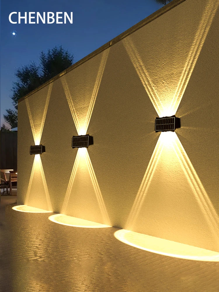 Solar Wall Lamp Outdoor - Warm Up and Down Light, Waterproof, Modern Design