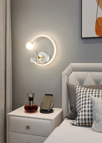 Modern Creative Children's Room Bedside Wall Lamp Astronaut Wall Mount Light for Bedroom, Study