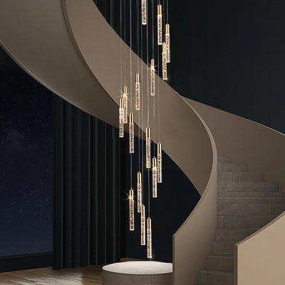Crystal Chandelier Designer Cylindrical Stair Chandelier Modern for Living Room Dining Room Kitchen Island Chandelier