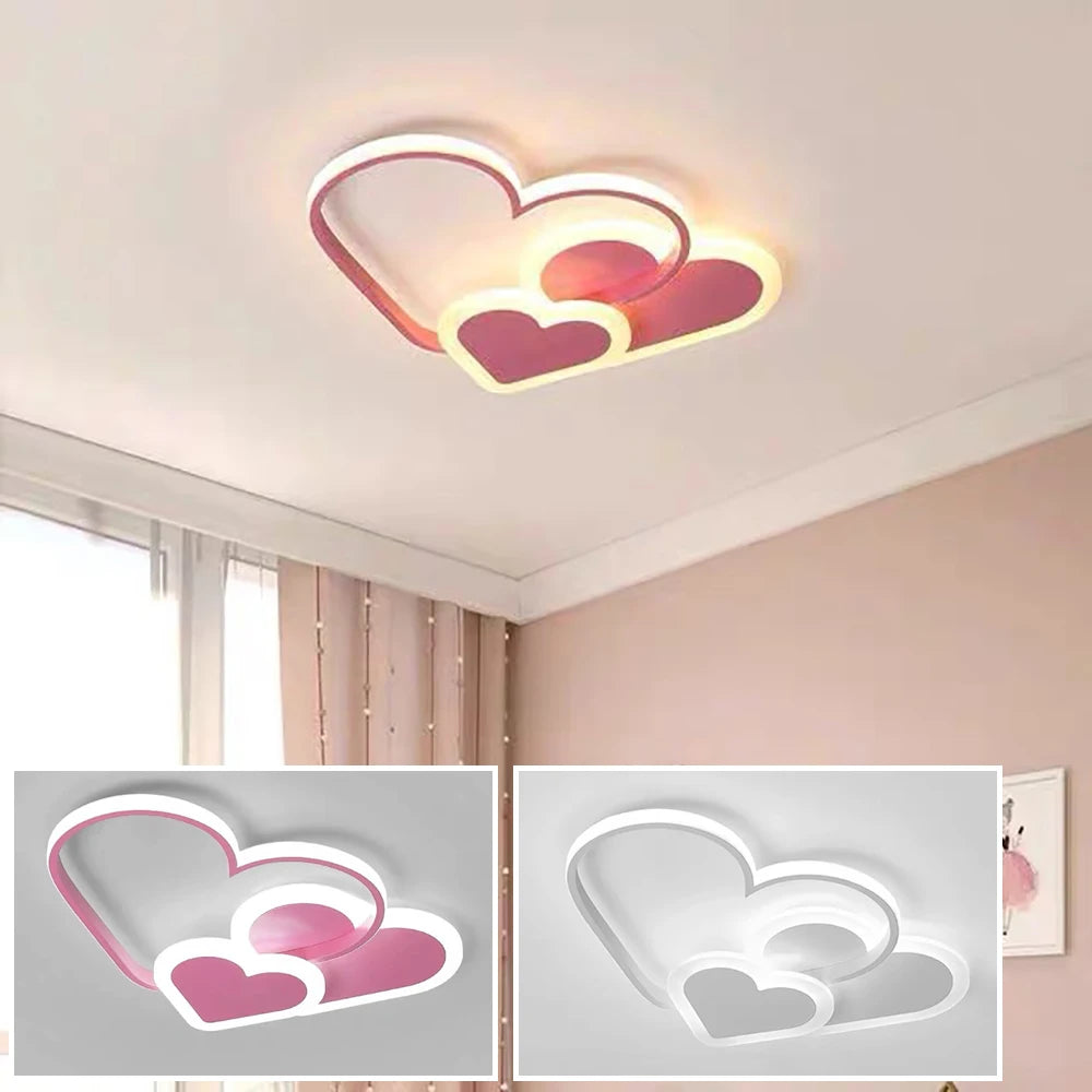 Heart-Shaped Pink Ceiling Spotlight for Children's Room with Remote Control