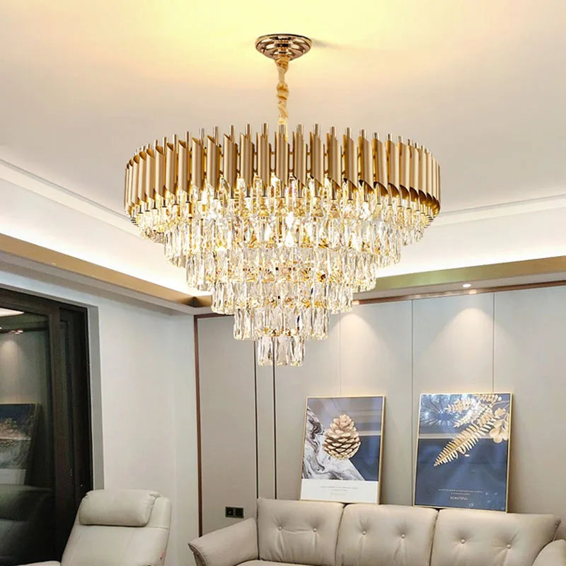 Luxury Crystal Pendant Lights Gold Ceiling Chandelier