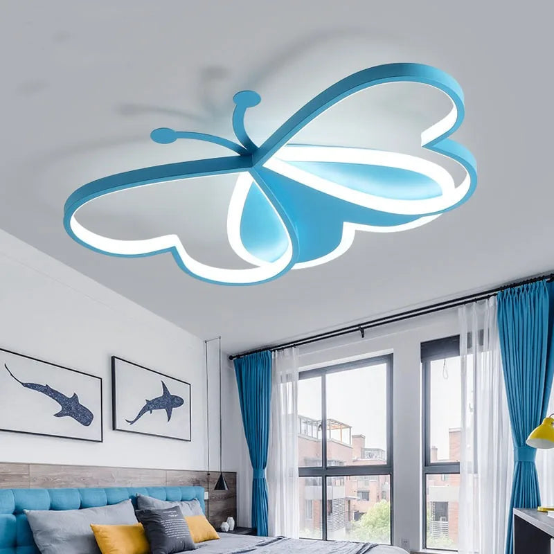 Dimmable Butterfly LED Ceiling Light Chandelier for Nordic Style Children's Room Home Décor Girls Room Lighting Fixtures Lustres