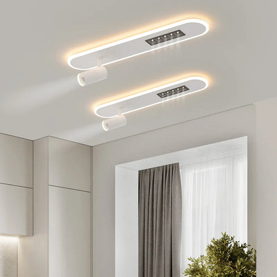 Nordic Strip Long LED Chandelier Lights - Dimmable Remote Control Chandelier with Spotlights for Living Room Bedroom Hall Balcony