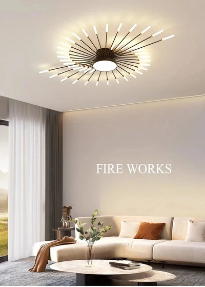 Modern Designer LED Ceiling Lamp – Creative Fireworks Art Lighting for Home Interiors