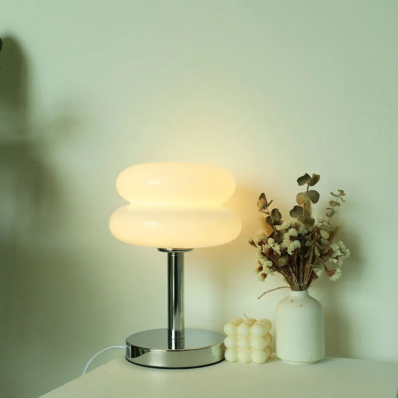 Macaron Glass Table Lamp for Living Room Atmosphere Lamp, Eye Protection Night Light for Girl's Bedroom