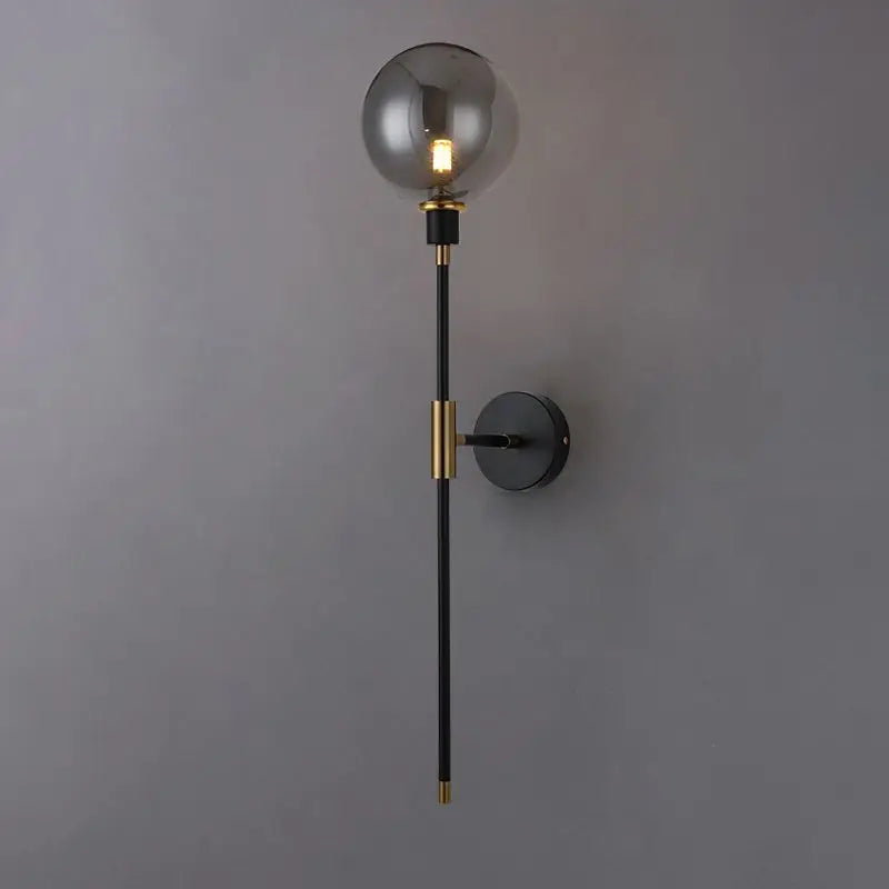 Modern LED Wall Lamp Black Iron with Glass Ball for Living Room, Bedroom Loft DecorHome Bedside Wall Light Fixtures