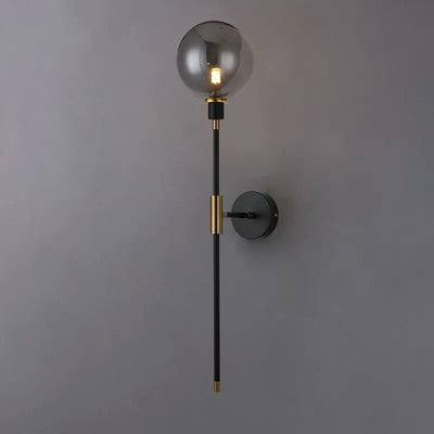 Modern LED Wall Lamp Black Iron with Glass Ball for Living Room, Bedroom Loft DecorHome Bedside Wall Light Fixtures