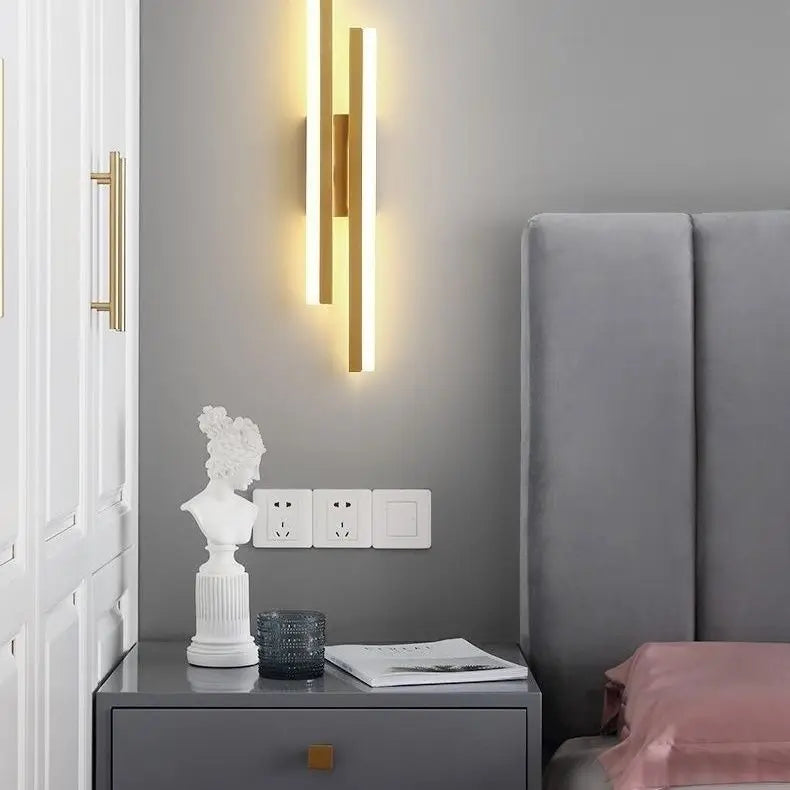 Modern LED Wall Lamp: Black/Gold Acrylic Room Decor Light