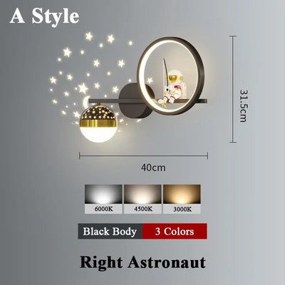 Star Astronaut Projector Wall Light for Children's Living Room Wall Lamp