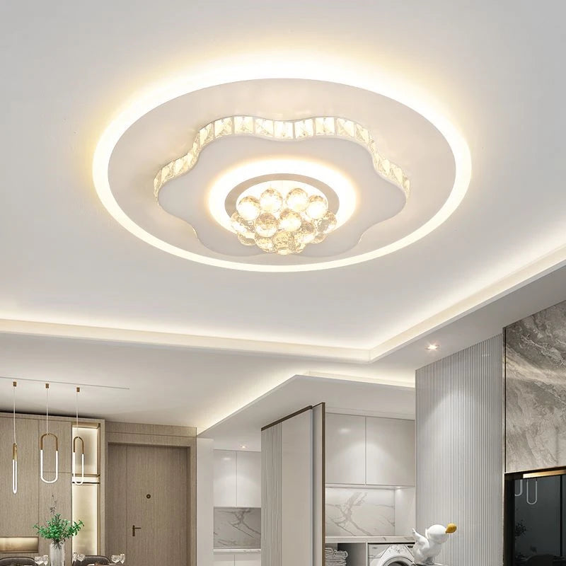 Modern Round LED Crystal Pendant Ceiling Lamp - Ideal for Bedroom, Living Room, Kitchen, and More