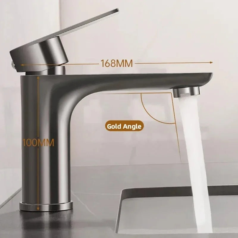 Stainless Steel Bathroom Sink Faucet Hot and Cold Water Tap