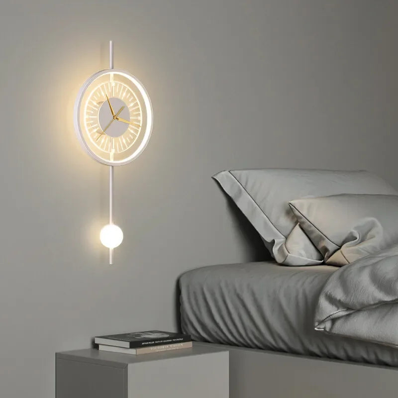 Modern LED Wall Sconce with Integrated Clock: Form and Function Combined