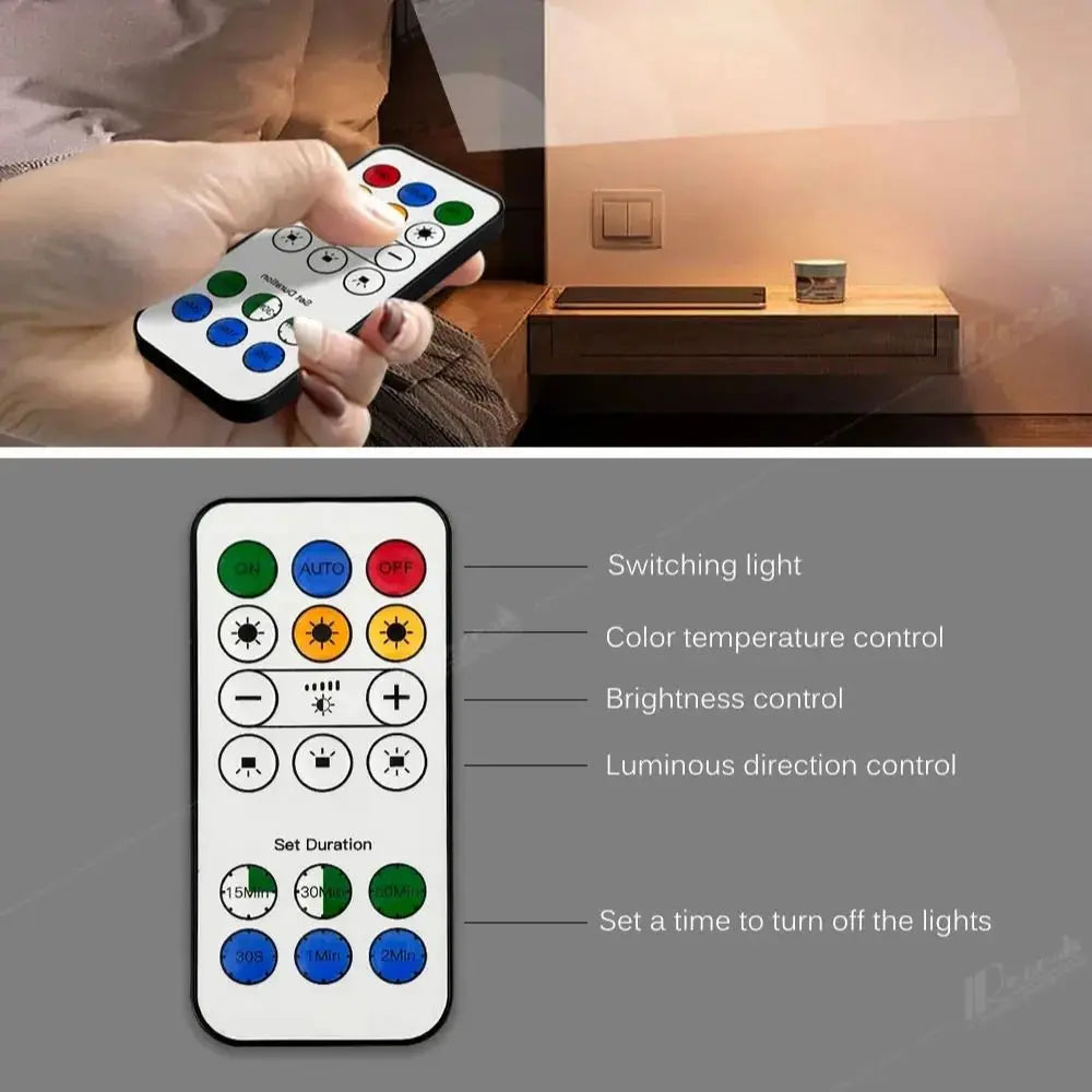 Wireless LED Rechargeable Wall Lamp with Remote Control - Modern Reading Light for Living Room