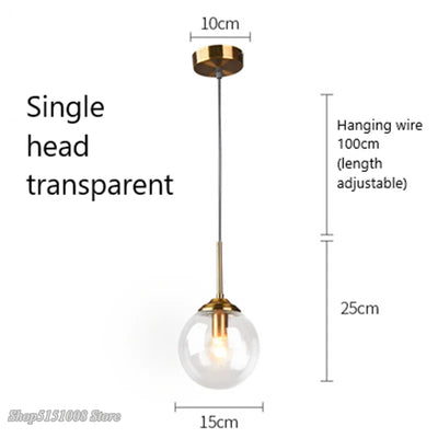 Nordic Modern Glass Pendant Lights: LED Hanging Lamps for Kitchen, Dining Room, Bedroom - Stylish Home Lighting Fixtures