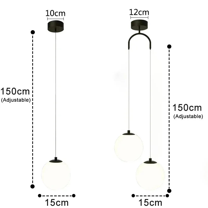 Nordic Style Glass LED Pendant Lights Modern Fixtures for Living Rooms, Bedrooms, Restaurants, Bars, and Home Decor