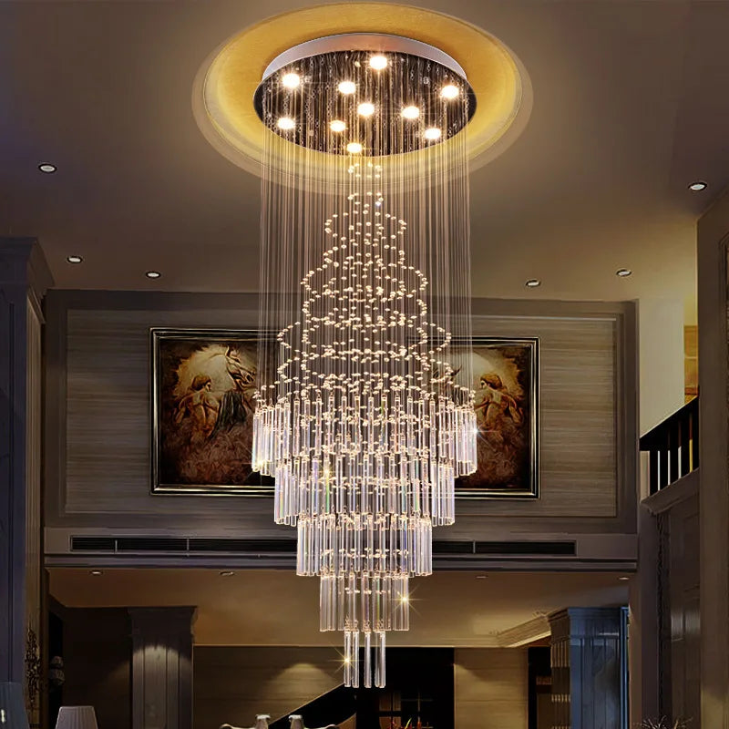 Modern LED Staircase Crystal Chandelier for Living and Bedroom Lighting Fixture