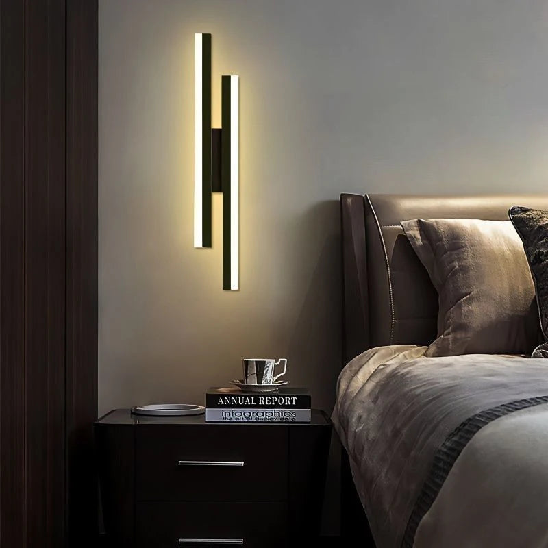 Modern LED Wall Lamp: Black/Gold Acrylic Room Decor Light