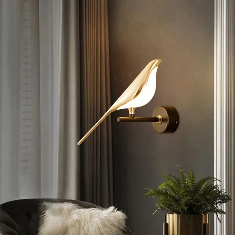 Nordic Golden Bird LED Wall Lights - Art Deco Style Sconces for Bedroom, Living Room Decoration