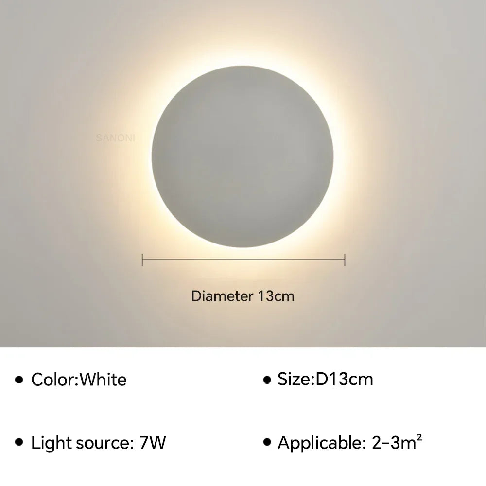 Modern LED Round Wall Lamps with Touch Switch – Minimalist Style for Interior Spaces