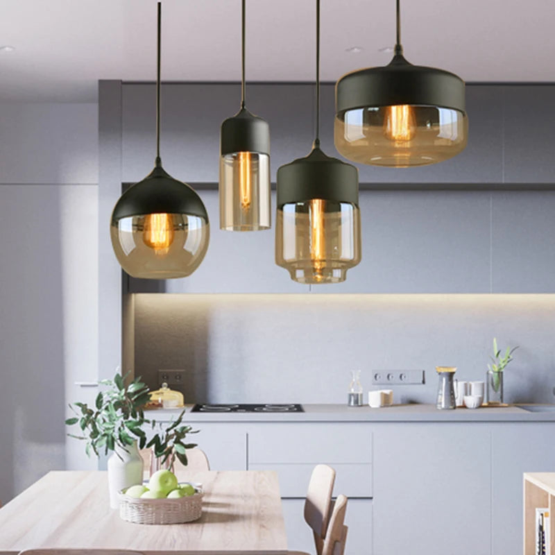 4 Style Modern Loft Glass Pendant Lamp for  for Kitchen Restaurant Cafe Bar Stylish LED Fixture